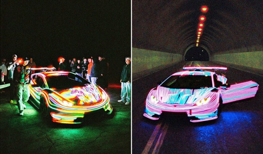 O YouTuber de Los Angeles cobre seu Lamborghini Huracan sofisticado com 30.000 LEDs