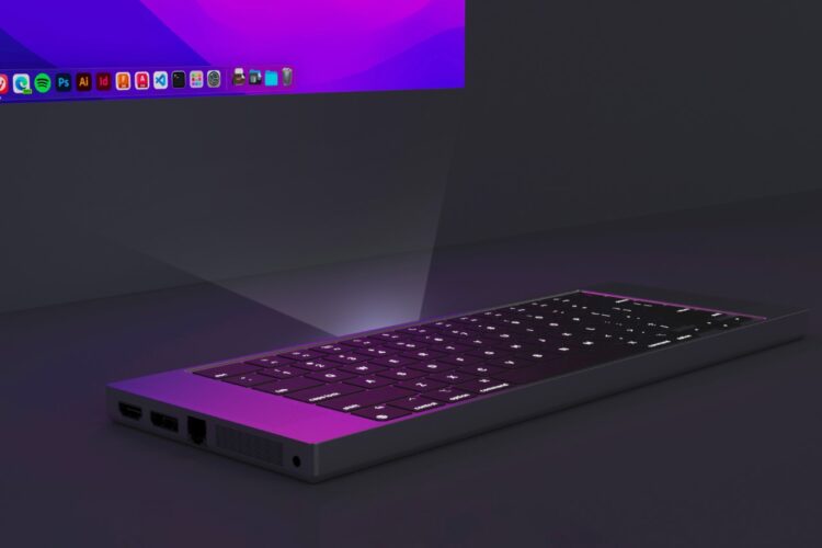 Um MacBook sem tela?  Este conceito de teclado Apple vem com um display de projetor integrado