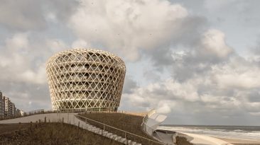 Enorme torre resistente ao clima em uma duna artificial pode lidar com uma tempestade que ocorre uma vez a cada mil anos